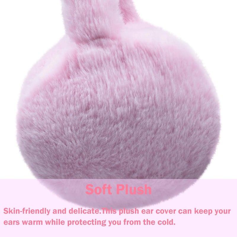 GSFY Ear Muffs Gloves Set for Kids Girls Adjustable Winter Sequin Faux Fur Windproof Warm Ear Warmer Outdoor - Image 4